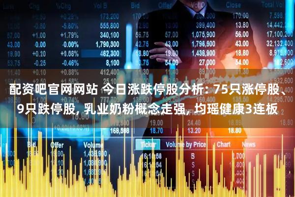 配资吧官网网站 今日涨跌停股分析: 75只涨停股、9只跌停股, 乳业奶粉概念走强, 均瑶健康3连板