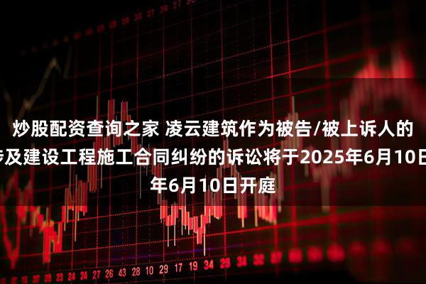 炒股配资查询之家 凌云建筑作为被告/被上诉人的1起涉及建设工程施工合同纠纷的诉讼将于2025年6月10日开庭